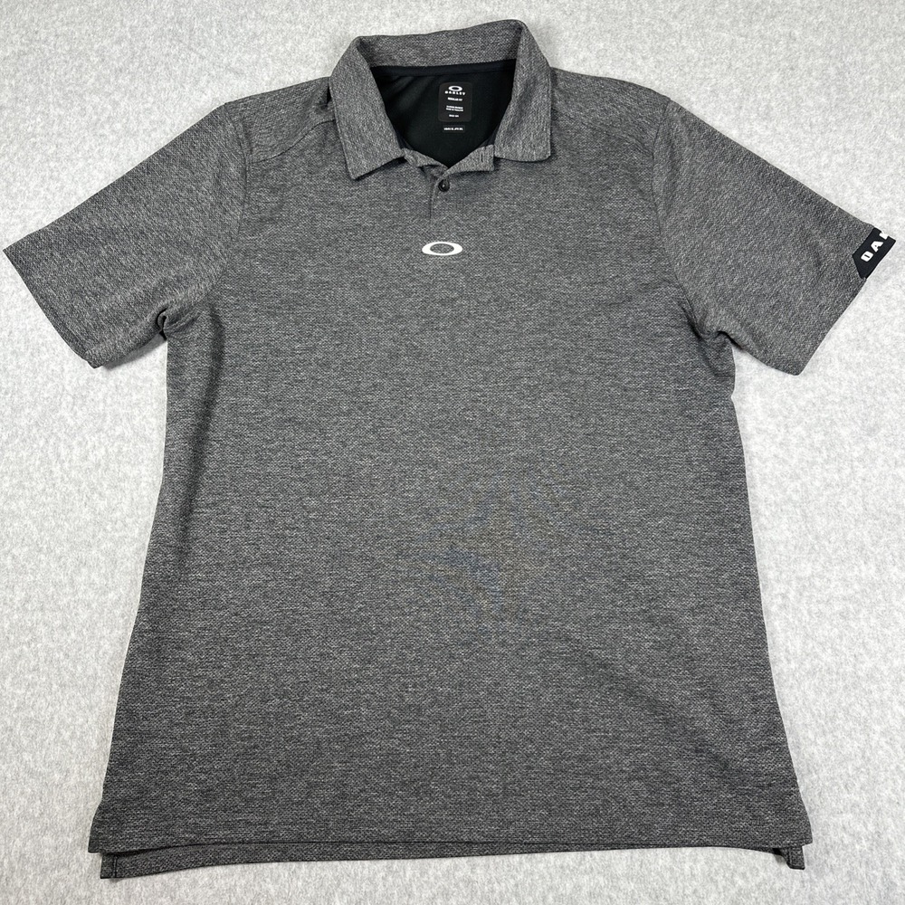 Oakley Men's Golf Polo Shirt Size XL Regular Fit Heathered Dark Grey Performance